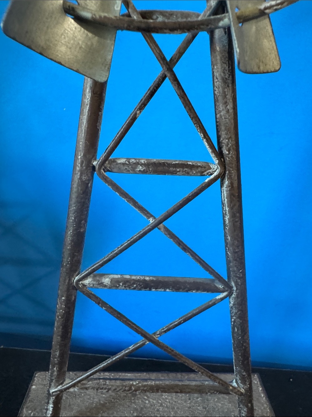 Metal rustic windmill farmhouse table decor piece, featuring a galvanized finish - Picture 5 of 6